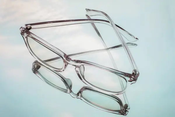 A pair of clear spectacle frames